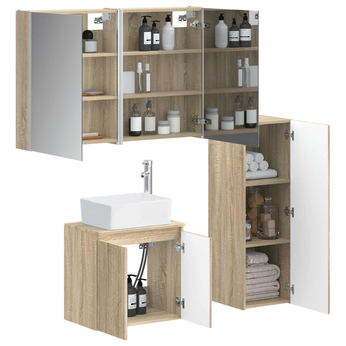 Set di mobili per il bagno 4 pz Rovere Sonoma
