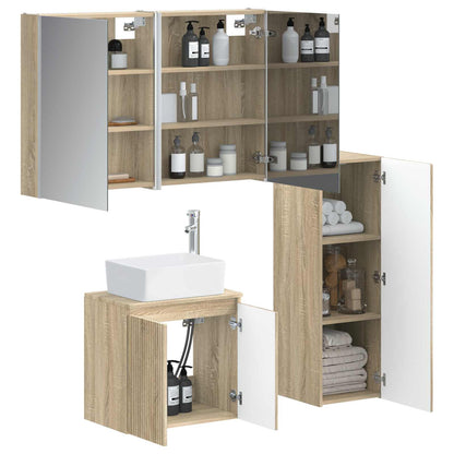 Set di mobili per il bagno 4 pz Rovere Sonoma