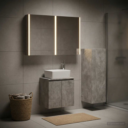 Set di mobili per il bagno 4 pz Grigio Cemento | homemem39