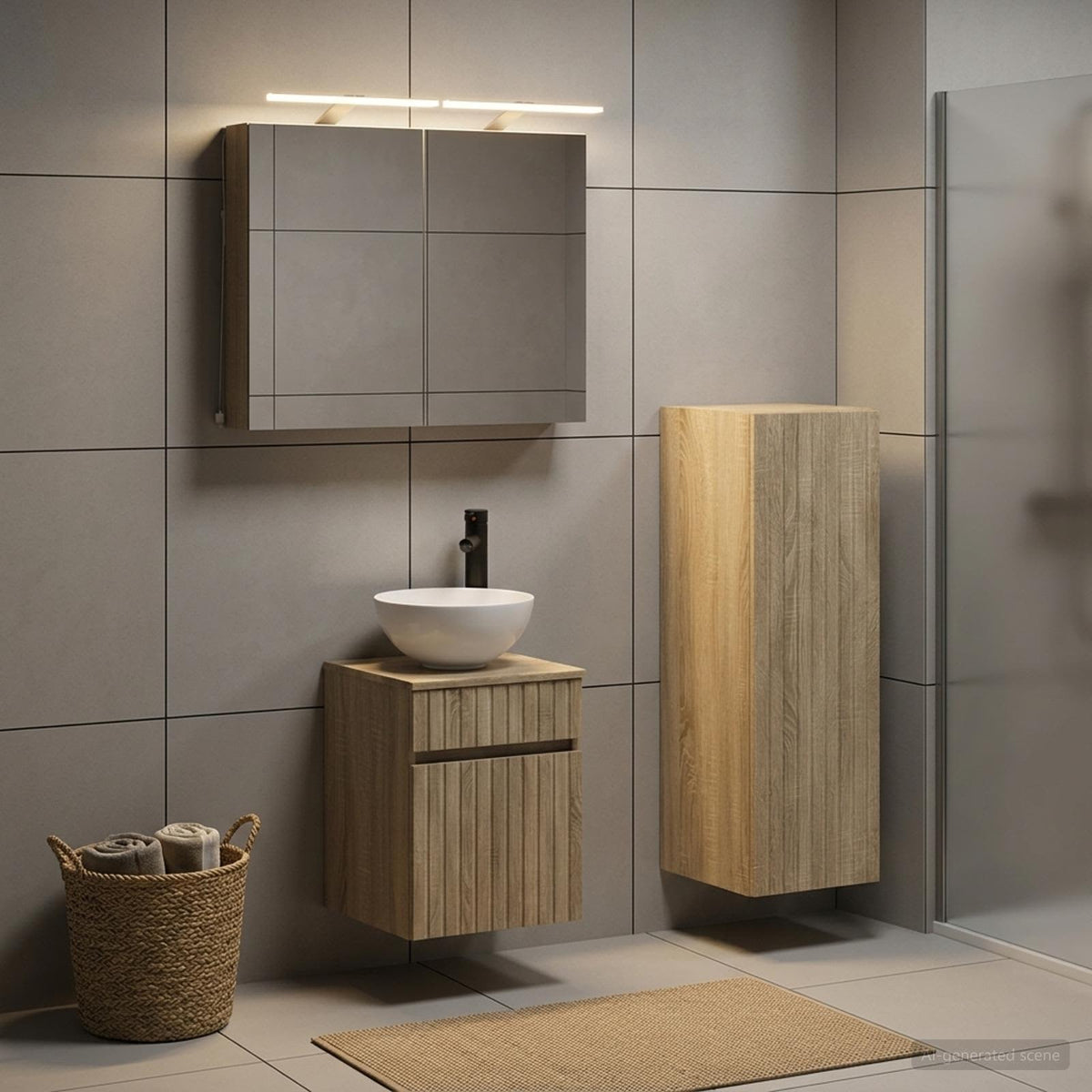 Set di mobili per il bagno 4 pz Rovere Sonoma | homemem39