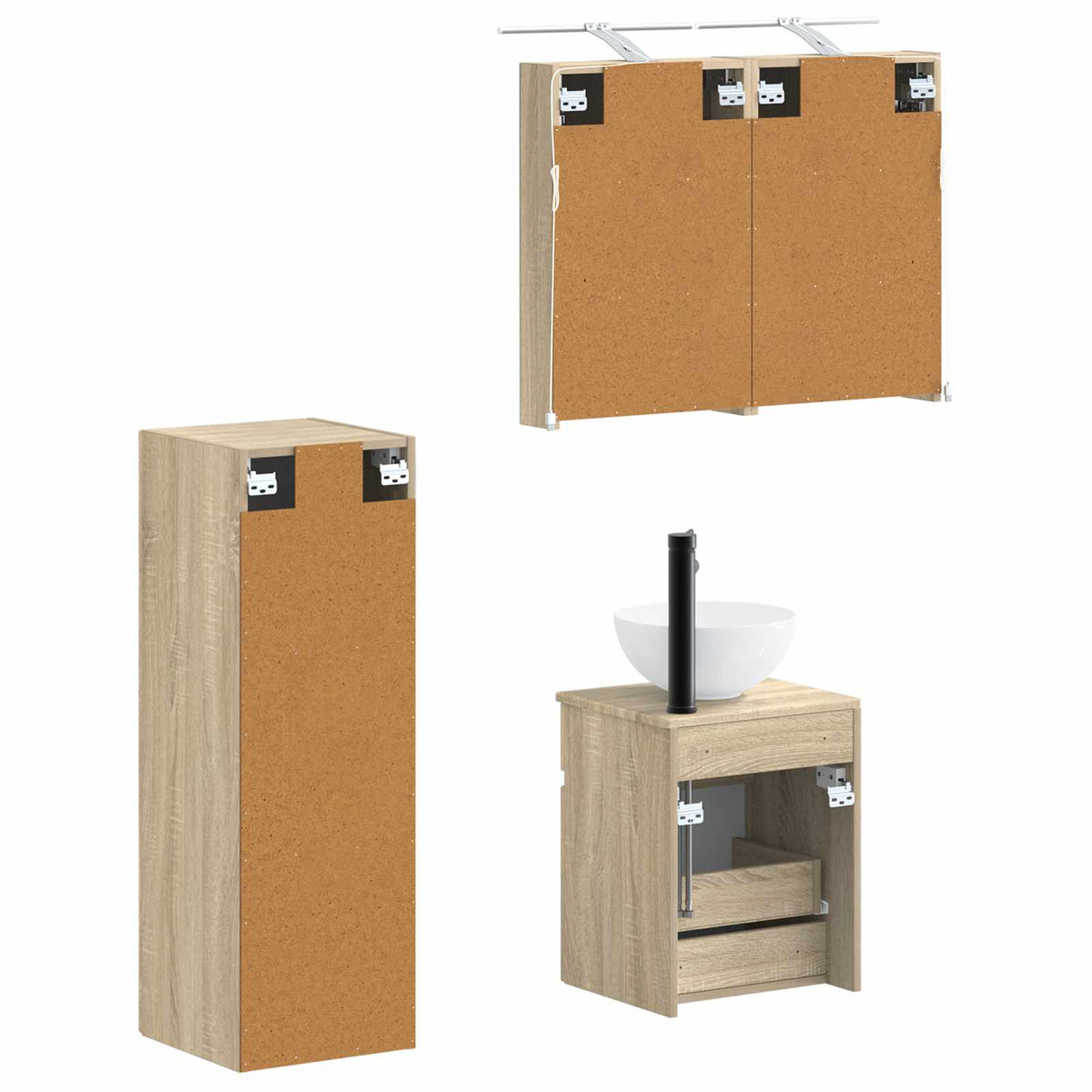 Set di mobili per il bagno 4 pz Rovere Sonoma | homemem39