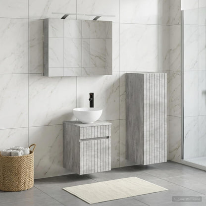 Set di mobili per il bagno 4 pz Grigio Cemento