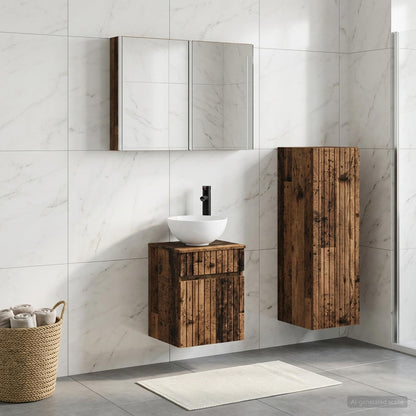 Set di mobili per il bagno 4 pz Legno antico