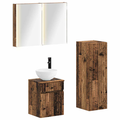 Set di mobili per il bagno 4 pz Legno antico | homemem39