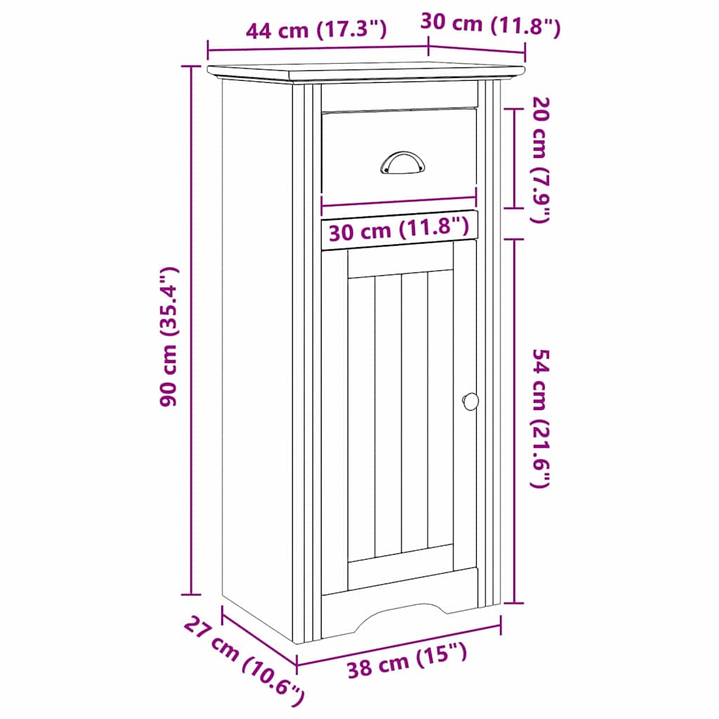 Mobile da Bagno con cassetto BODO Marrone miele 44 x 30 x 90 cm | homemem39