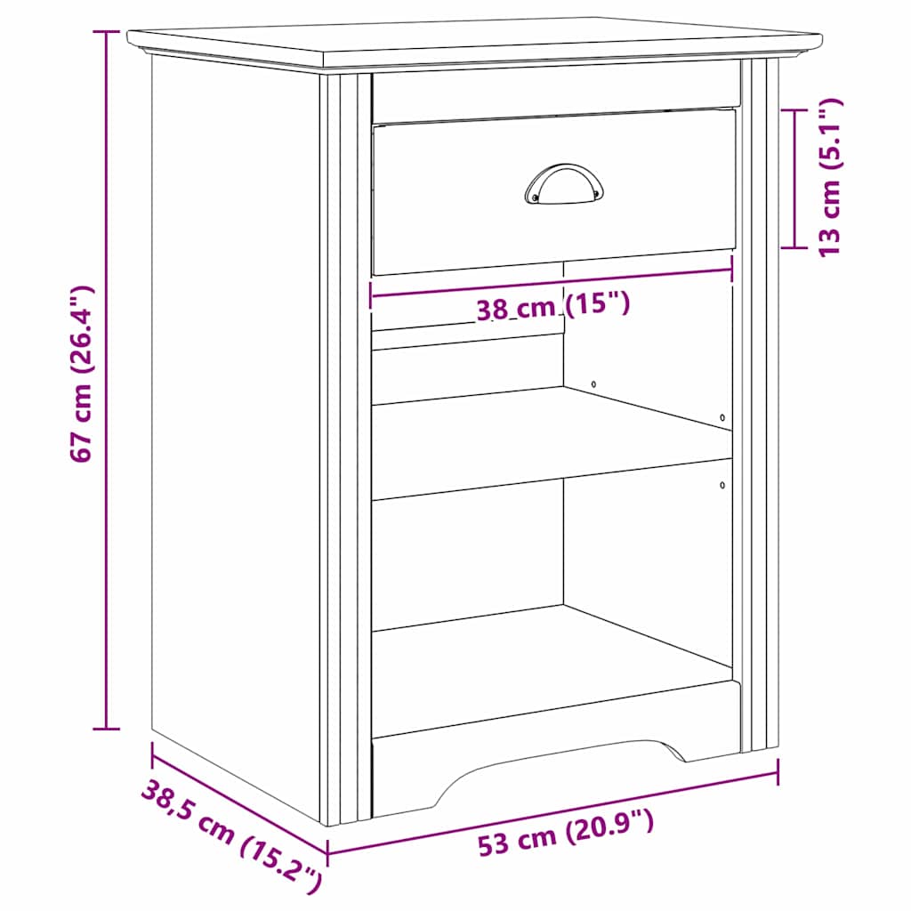 Armadio da Notte BODO Marrone miele 53 x 38,5 x 67 cm | homemem39
