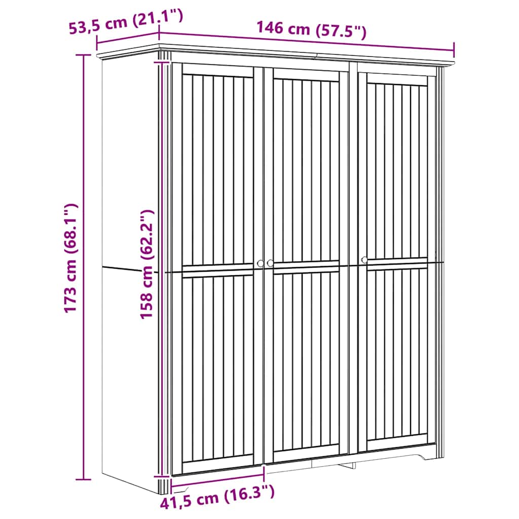 Guardaroba con porta BODO Marrone miele 146 x 53,5 x 173 cm | homemem39