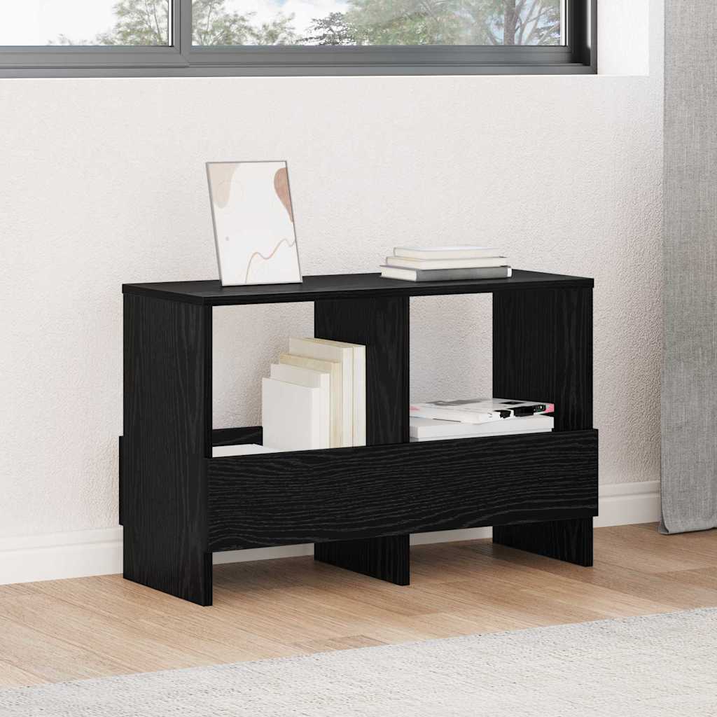 Scaffale per riviste Rovere Nero 68,5 x 30 x 45 cm