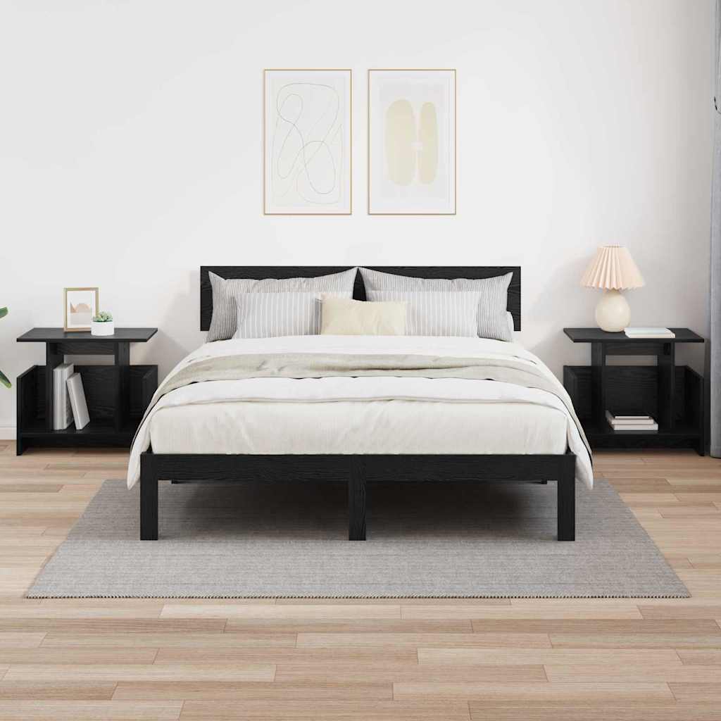 Supporto TV 2 pcs Rovere Nero 50 x 35 x 45 cm Legno multistrato