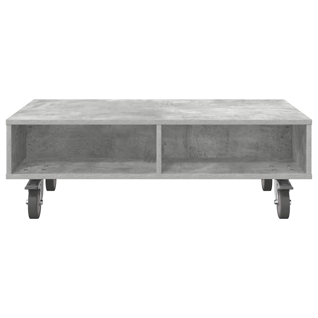 Tavolino con Ruote Grigio cemento 90 x 50 x 30 cm