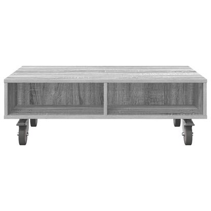 Tavolino con Ruote Grigio Sonoma 90 x 50 x 30 cm