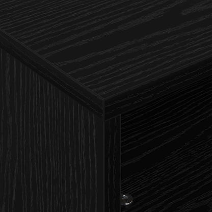 Tavolino con Ruote Rovere Nero 50 x 50 x 30 cm