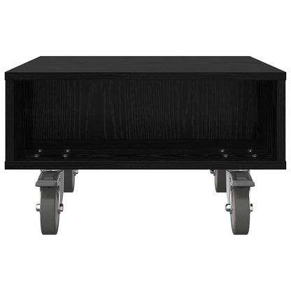 Tavolino con Ruote Rovere Nero 50 x 50 x 30 cm