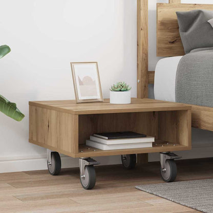 Tavolino con Ruote Rovere artigianale 50 x 50 x 30 cm