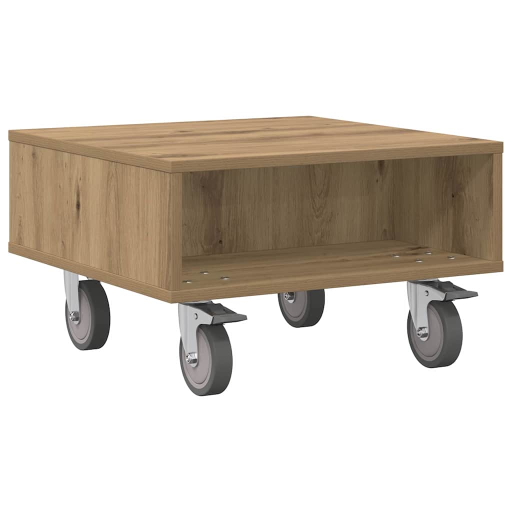 Tavolino con Ruote Rovere artigianale 50 x 50 x 30 cm