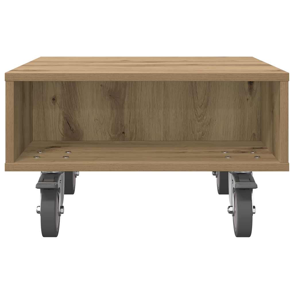 Tavolino con Ruote Rovere artigianale 50 x 50 x 30 cm