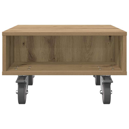 Tavolino con Ruote Rovere artigianale 50 x 50 x 30 cm