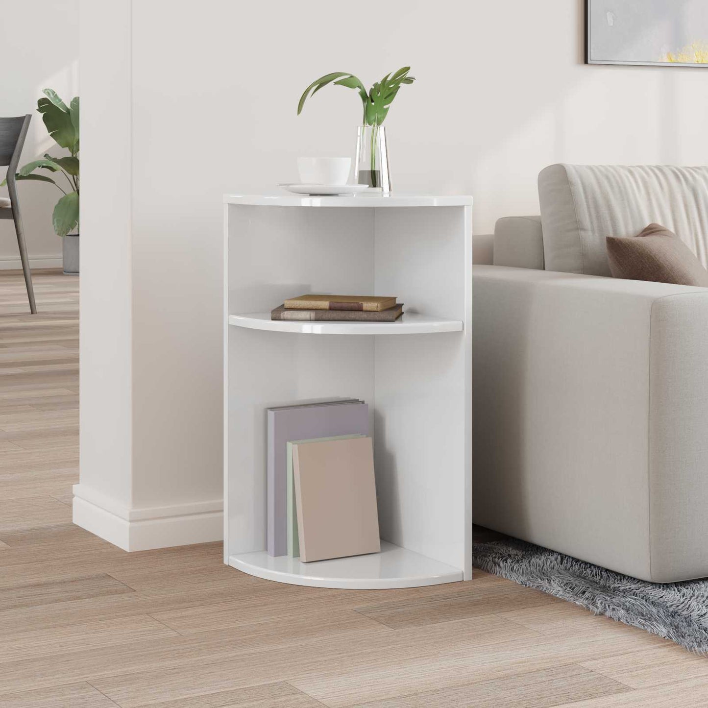 Tavolino Bianco Lucido 29,6 x 29,6 x 60 cm Legno multistrato | homemem39