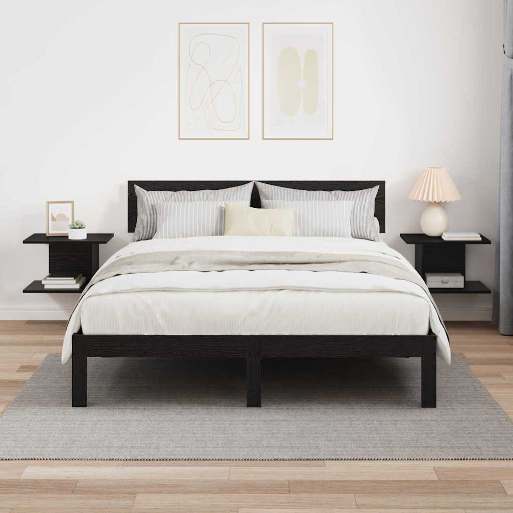 Comodino 2 pcs Rovere Nero 40 x 30 x 25 cm Legno multistrato | homemem39