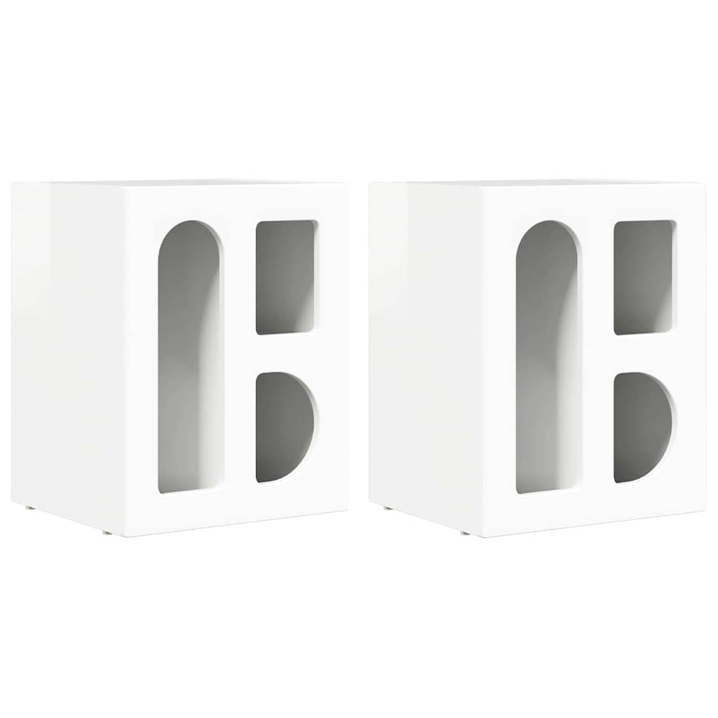 Comodino ELST 2 pz Bianco Lucido 40 x 35 x 50 cm | homemem39