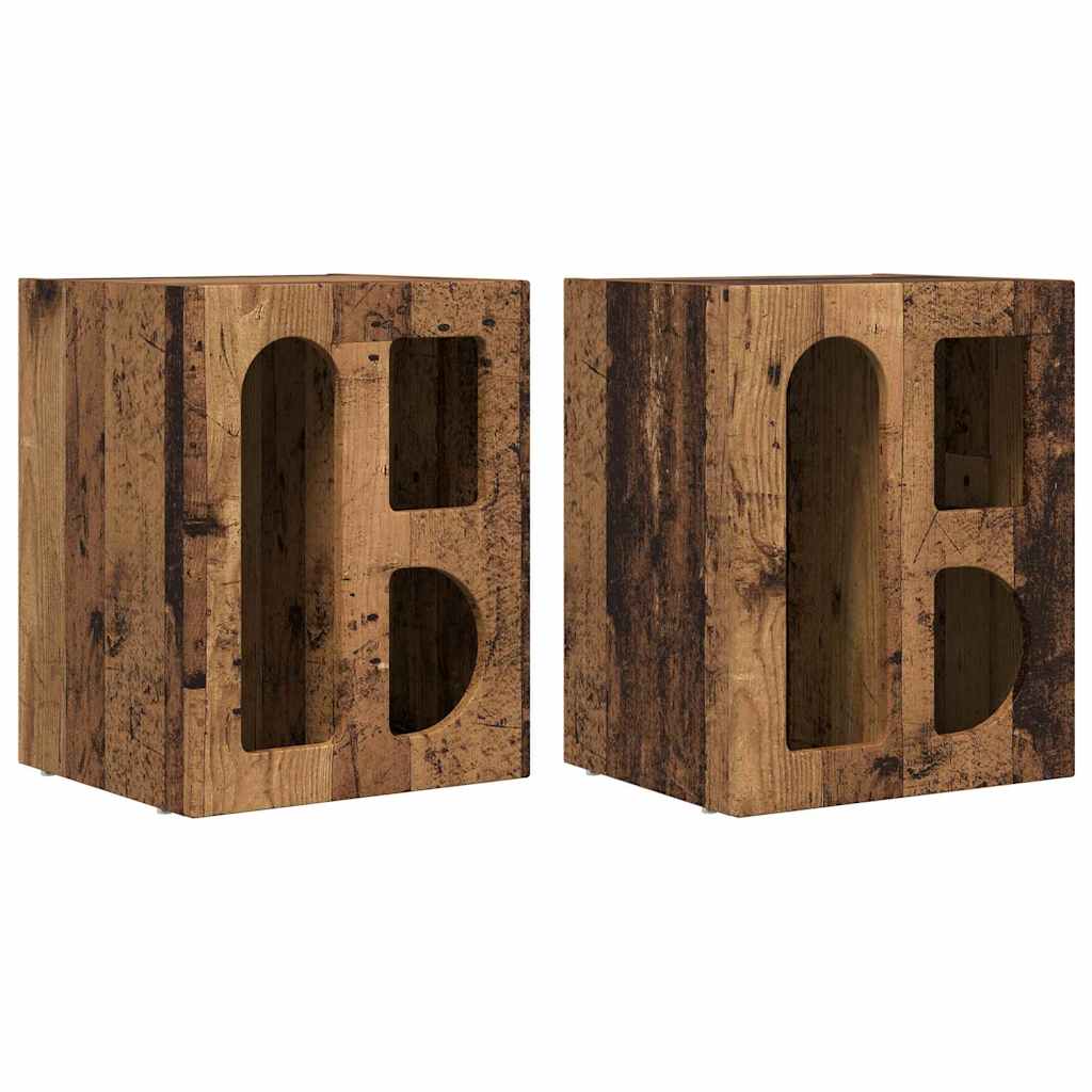 Comodino ELST 2 pz Legno vecchio 40 x 35 x 50 cm | homemem39