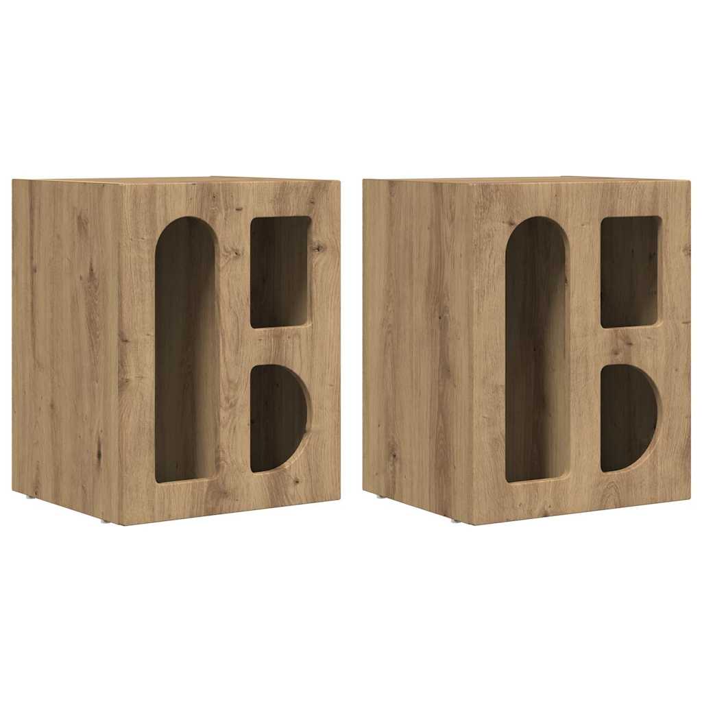 Comodino ELST 2 pz Rovere artigianale 40 x 35 x 50 cm | homemem39