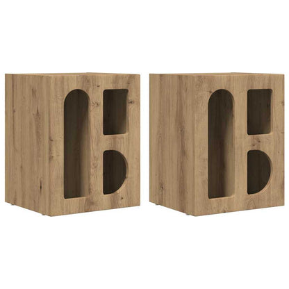 Comodino ELST 2 pz Rovere artigianale 40 x 35 x 50 cm | homemem39
