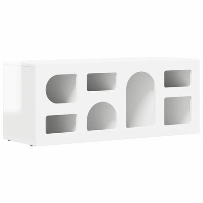 Mobile TV Bianco Lucido 100 x 35 x 40 cm Legno multistrato