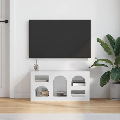Mobile TV Bianco Lucido 80 x 35 x 40 cm Legno multistrato