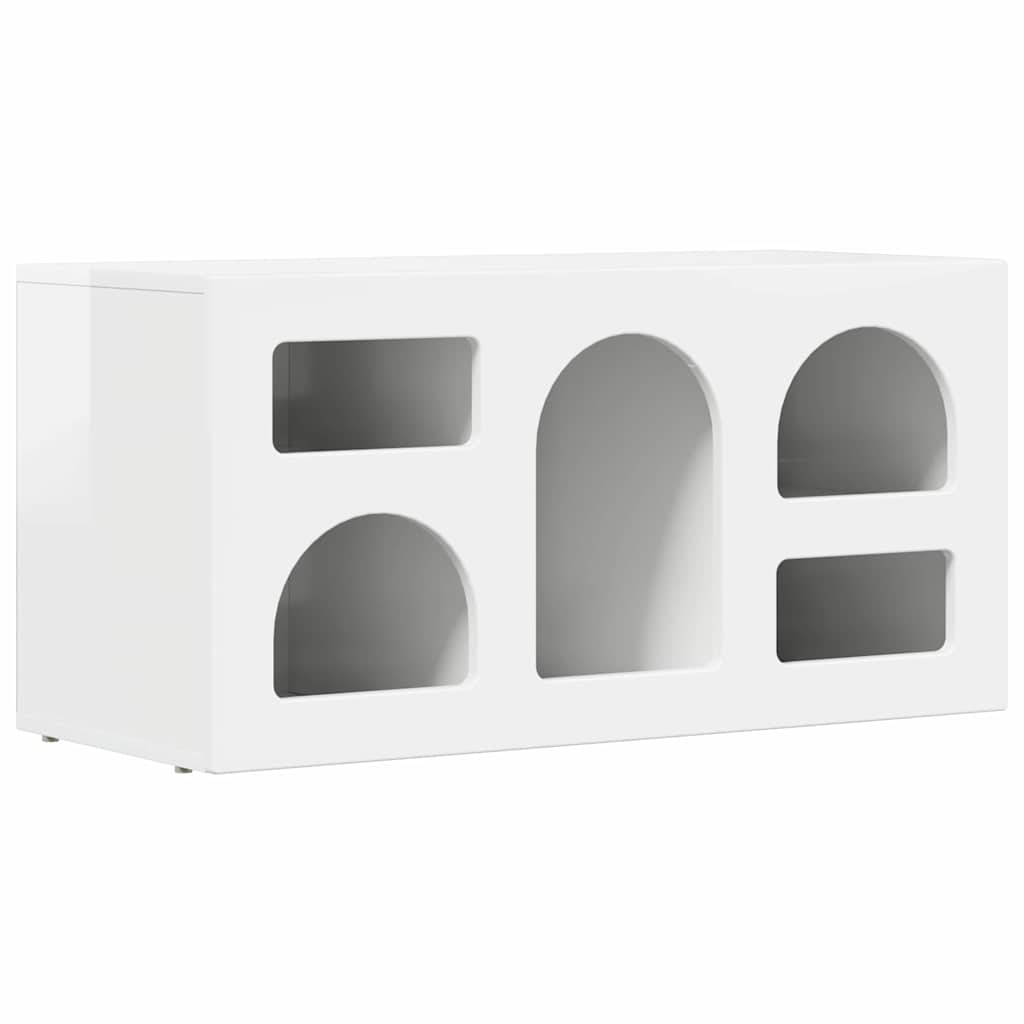 Mobile TV Bianco Lucido 80 x 35 x 40 cm Legno multistrato