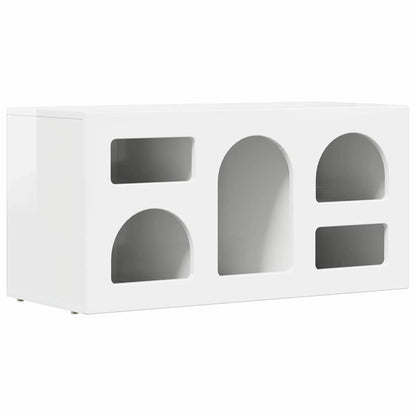 Mobile TV Bianco Lucido 80 x 35 x 40 cm Legno multistrato