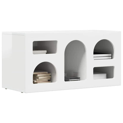 Mobile TV Bianco Lucido 80 x 35 x 40 cm Legno multistrato