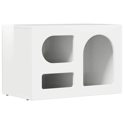Mobile TV Bianco Lucido 60 x 35 x 40 cm Legno multistrato