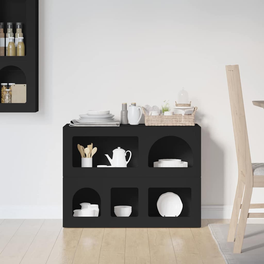 Credenza Nero 80.5 x 35 x 59 cm Legno multistrato