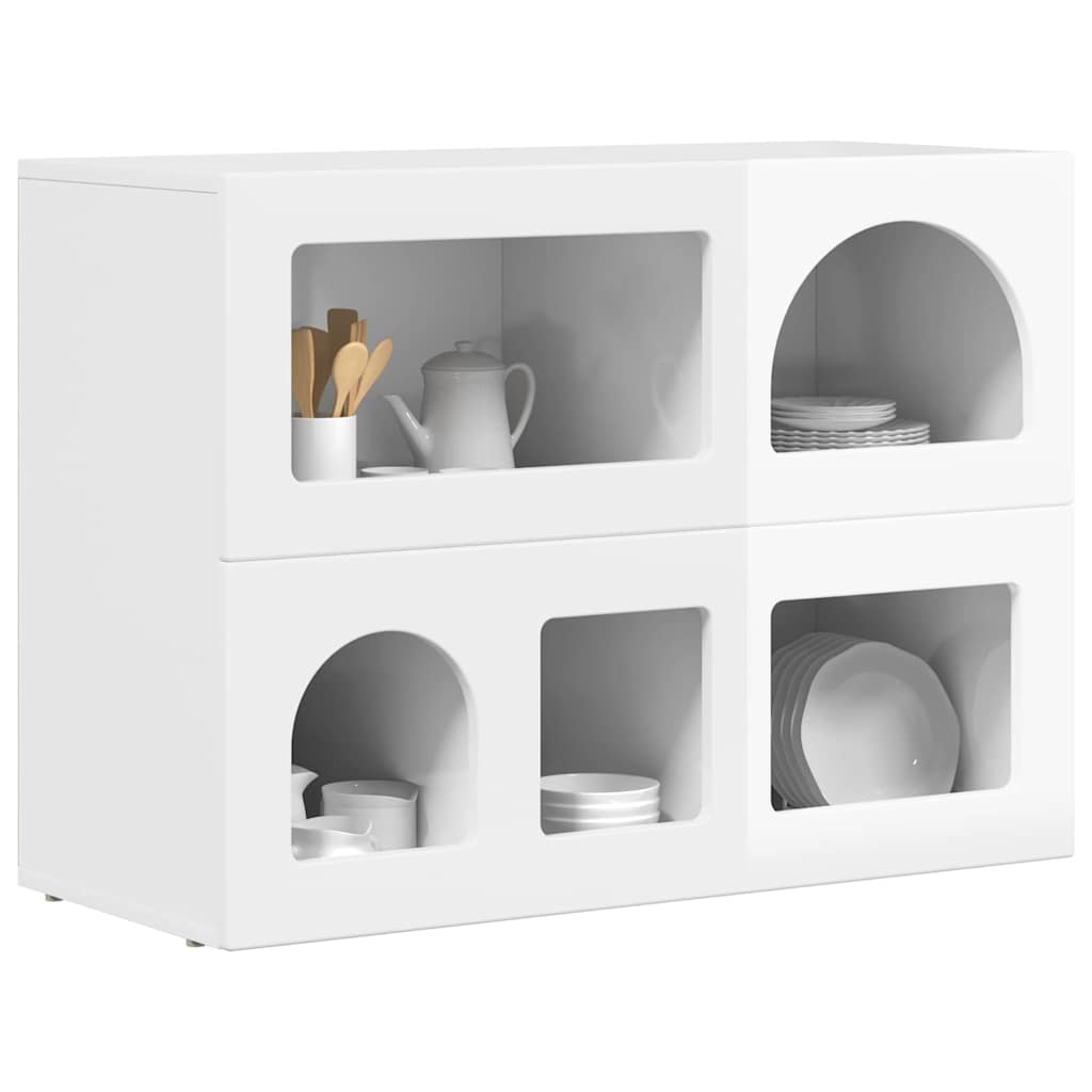 Credenza Bianco Lucido 80.5 x 35 x 59 cm Legno multistrato