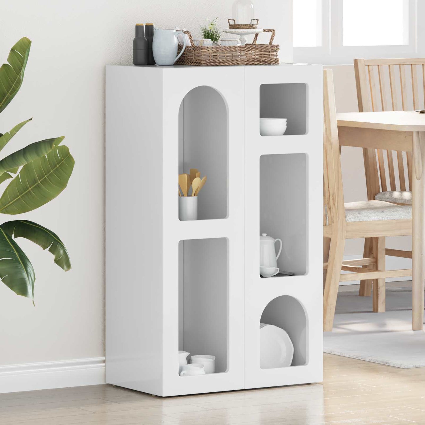 Credenza Bianco Lucido 59 x 35 x 100,5 cm Legno multistrato