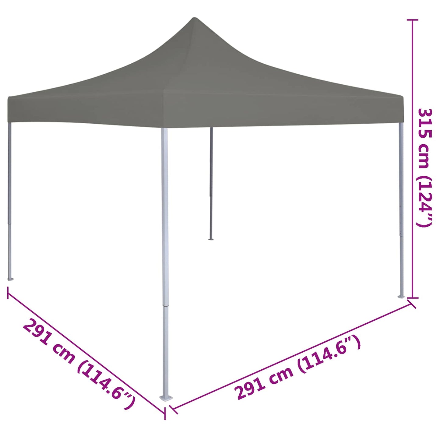 Tenda Party Antracite 291 x 291 x 315 cm Tessuto Oxford | homemem39