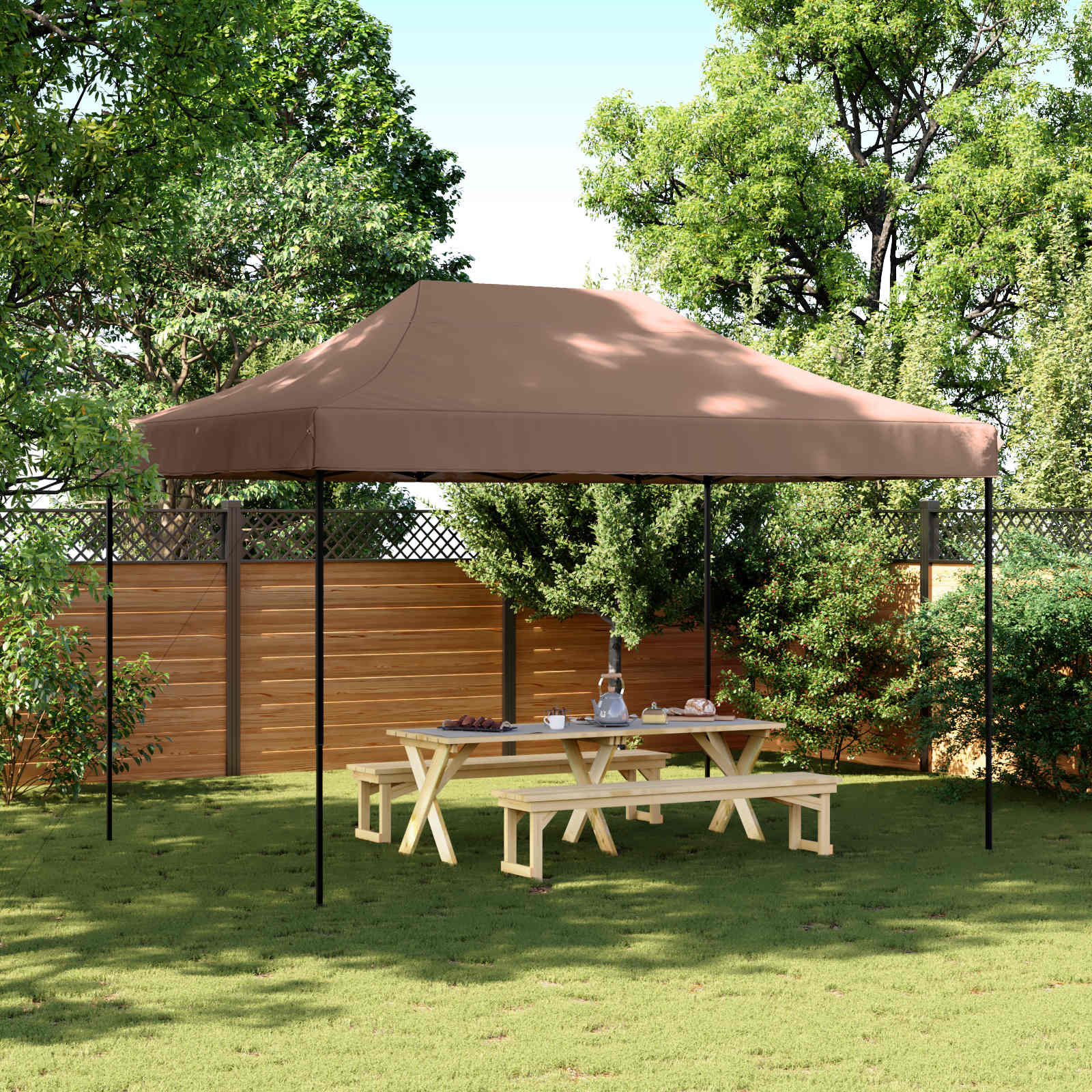 Tenda Party Marrone 279 x 410 x 315 cm Tessuto Oxford | homemem39