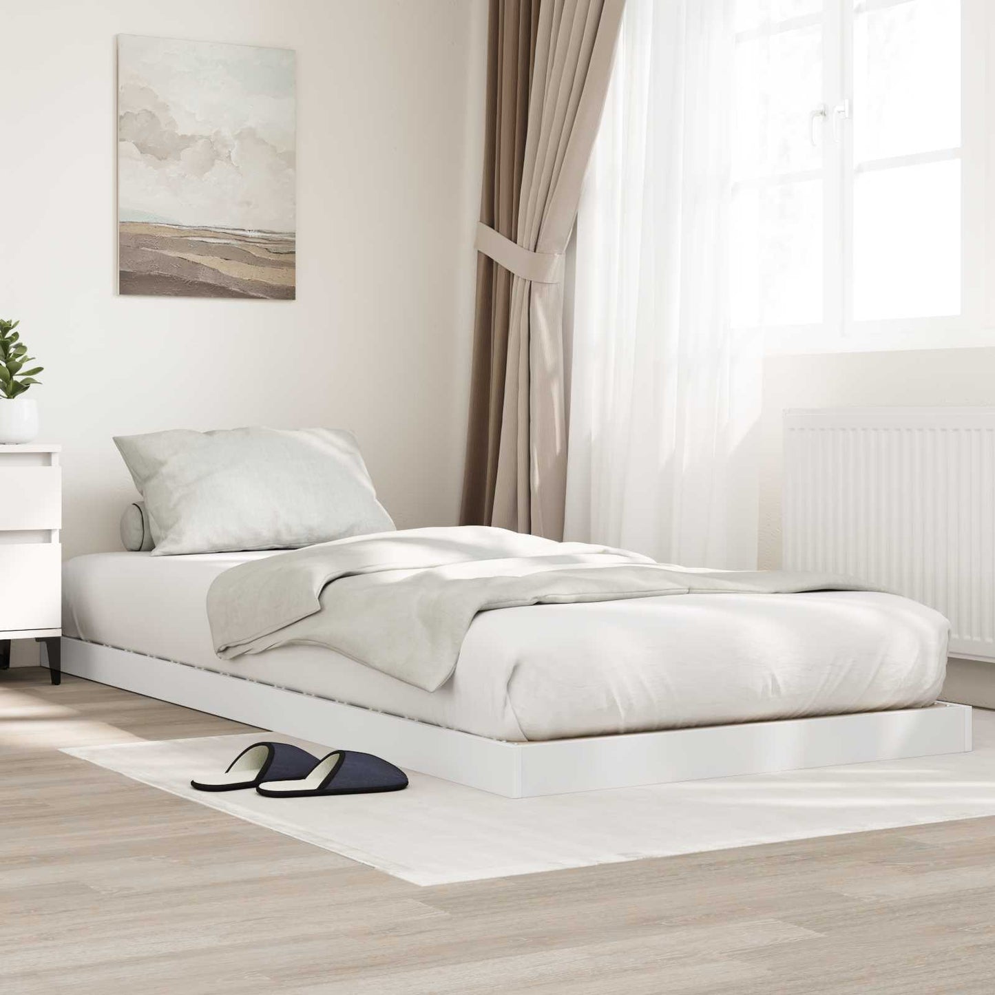 Struttura letto a terra Bianco 75 x 190 cm Legno multistrato | homemem39
