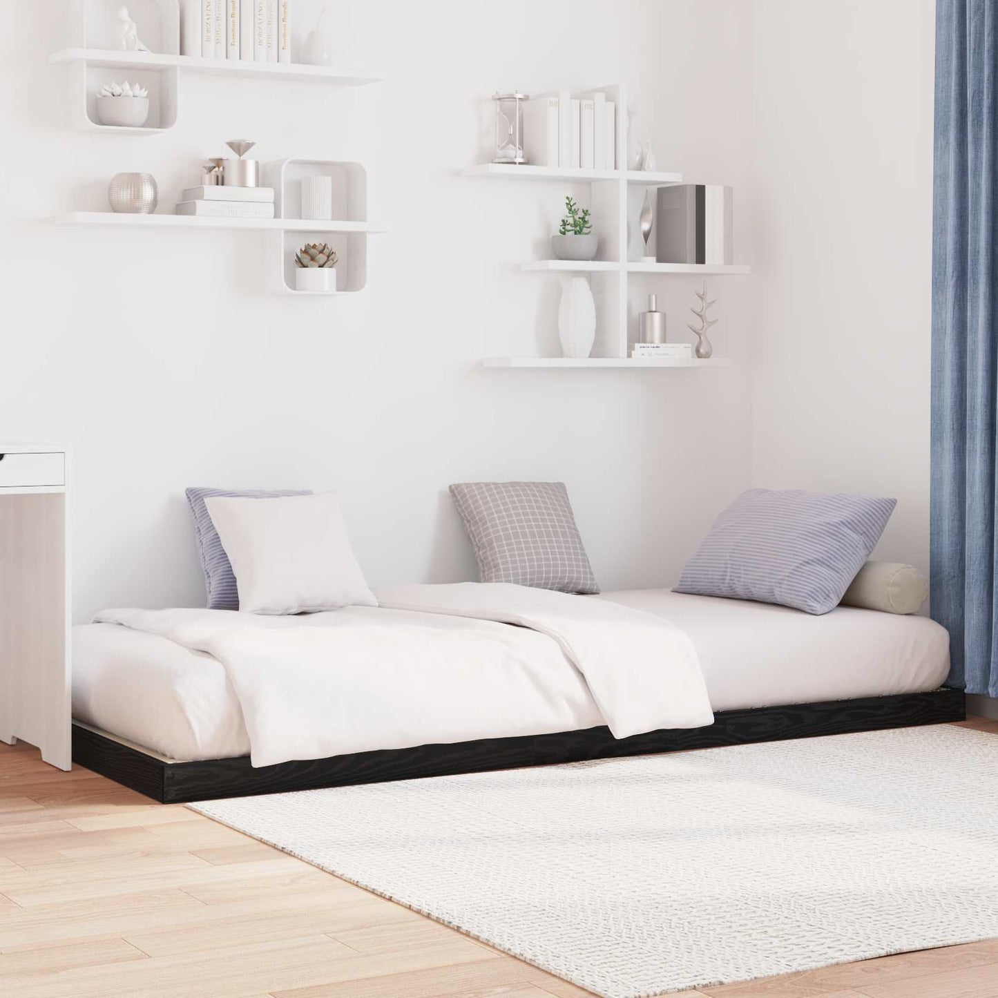Struttura letto a terra Rovere Nero 75 x 190 cm