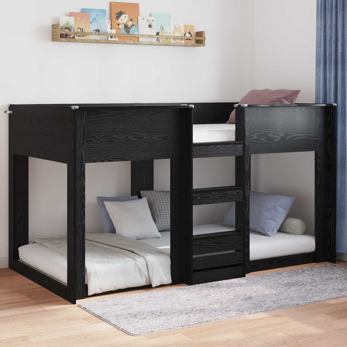 Struttura letto a terra Rovere Nero 75 x 190 cm