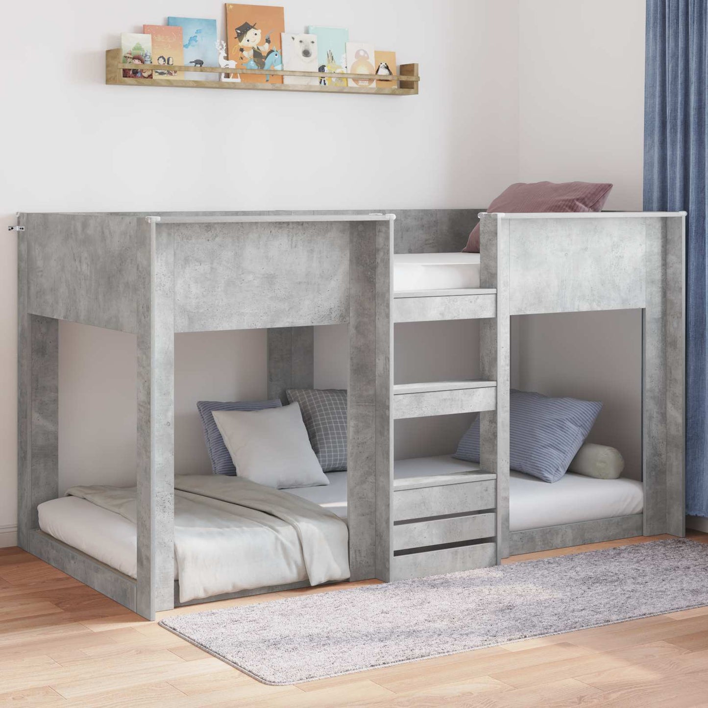 Struttura letto a terra Grigio cemento 75 x 190 cm
