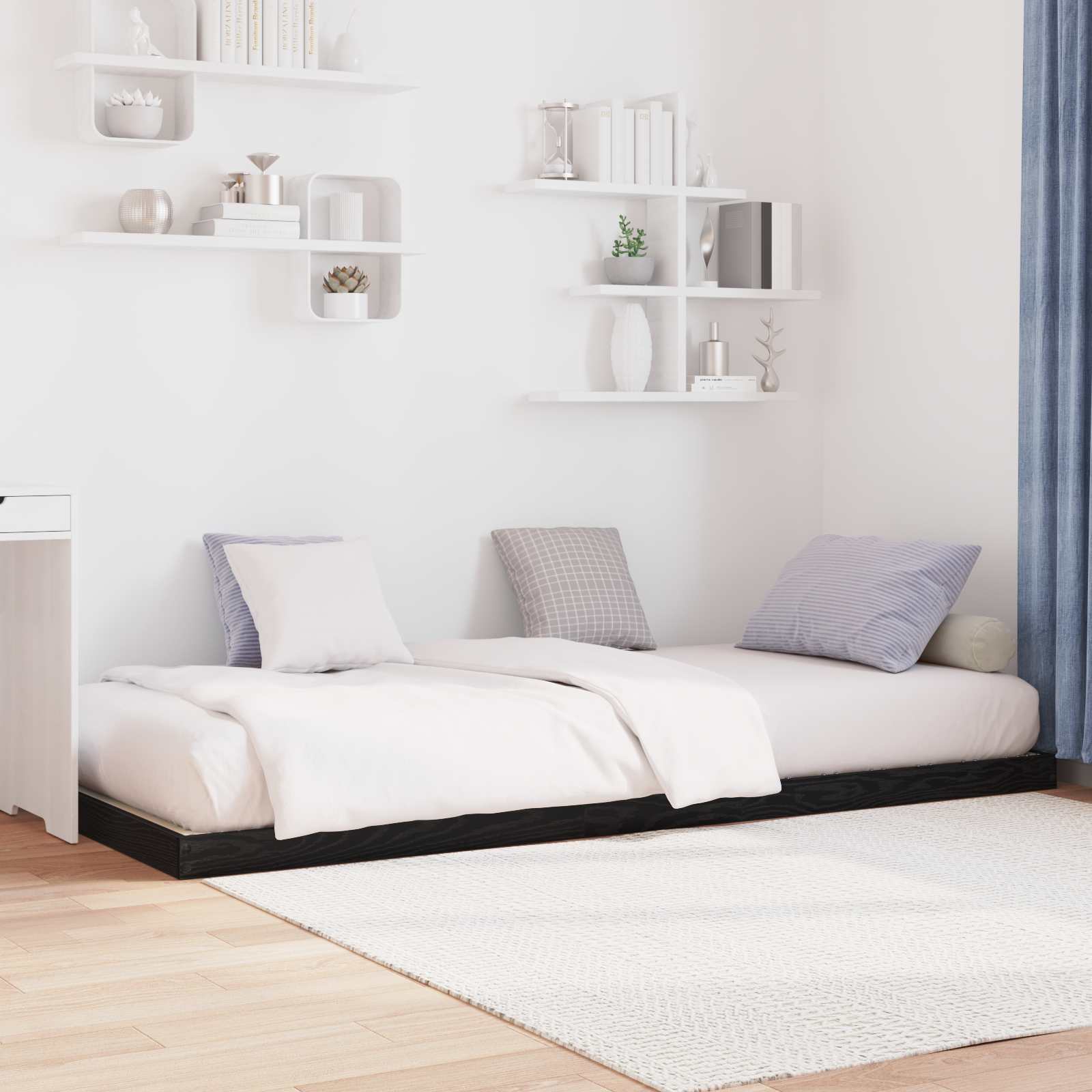Struttura letto a terra Rovere Nero 80 x 200 cm | homemem39