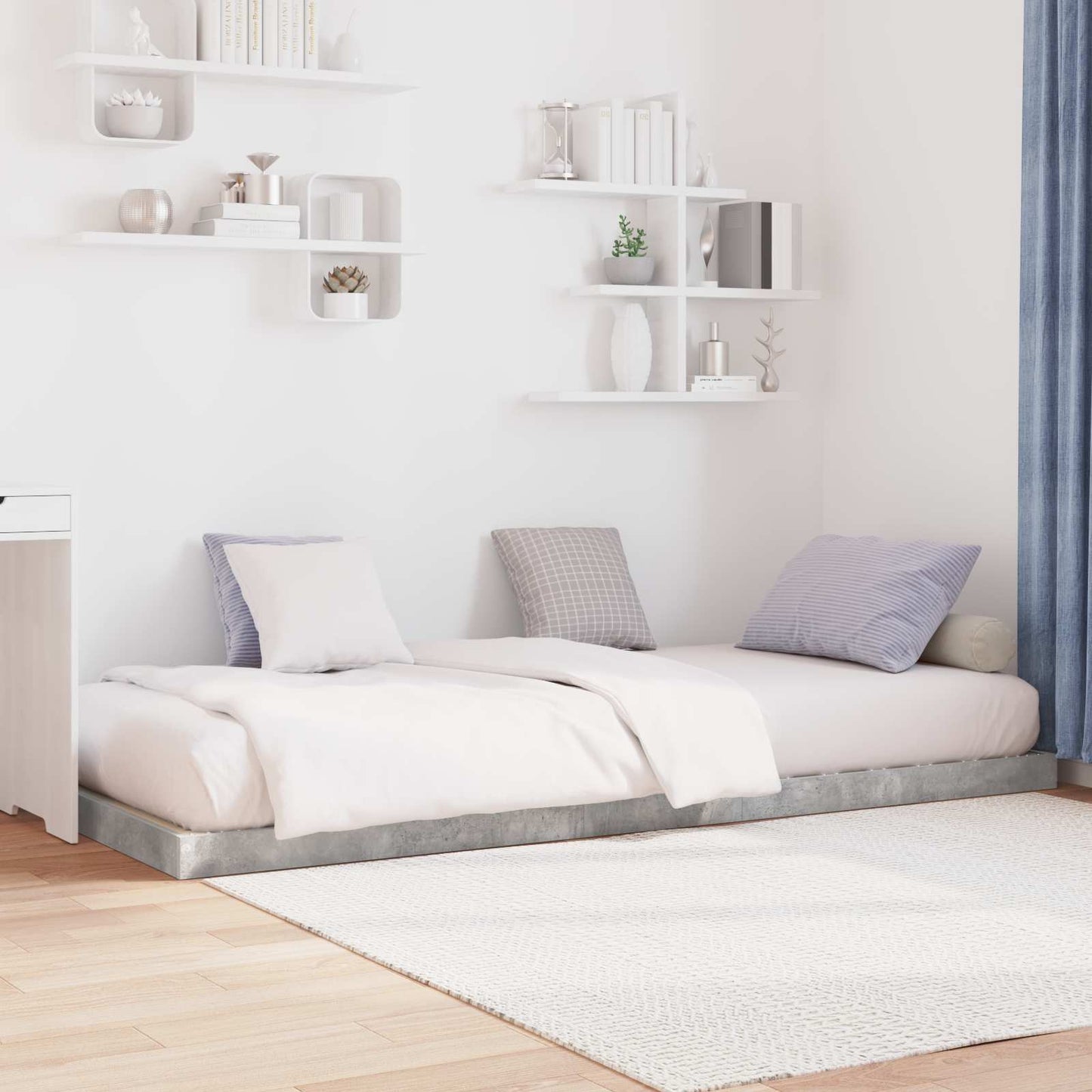Struttura letto a terra Grigio cemento 80 x 200 cm