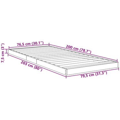 Struttura letto a terra Rovere fumé 80 x 200 cm | homemem39