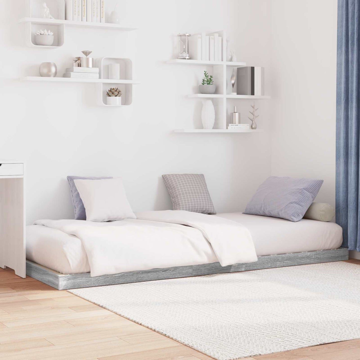 Struttura letto a terra Grigio Sonoma 90 x 200 cm