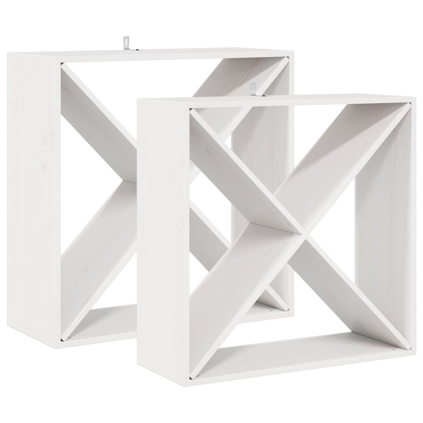 Portabottiglie 2 pcs Bianco 62 x 25 x 62 cm Pino massello