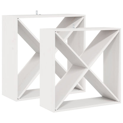 Portabottiglie 2 pcs Bianco 62 x 25 x 62 cm Pino massello