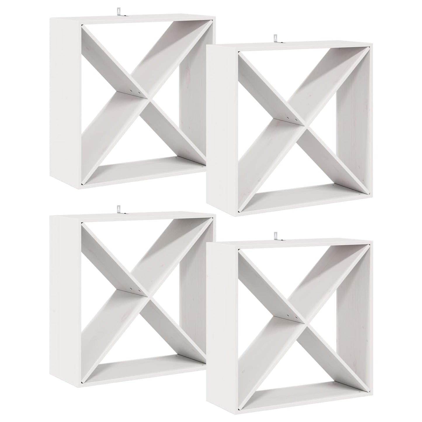 Portabottiglie 4 pcs Bianco 62 x 25 x 62 cm Pino massello