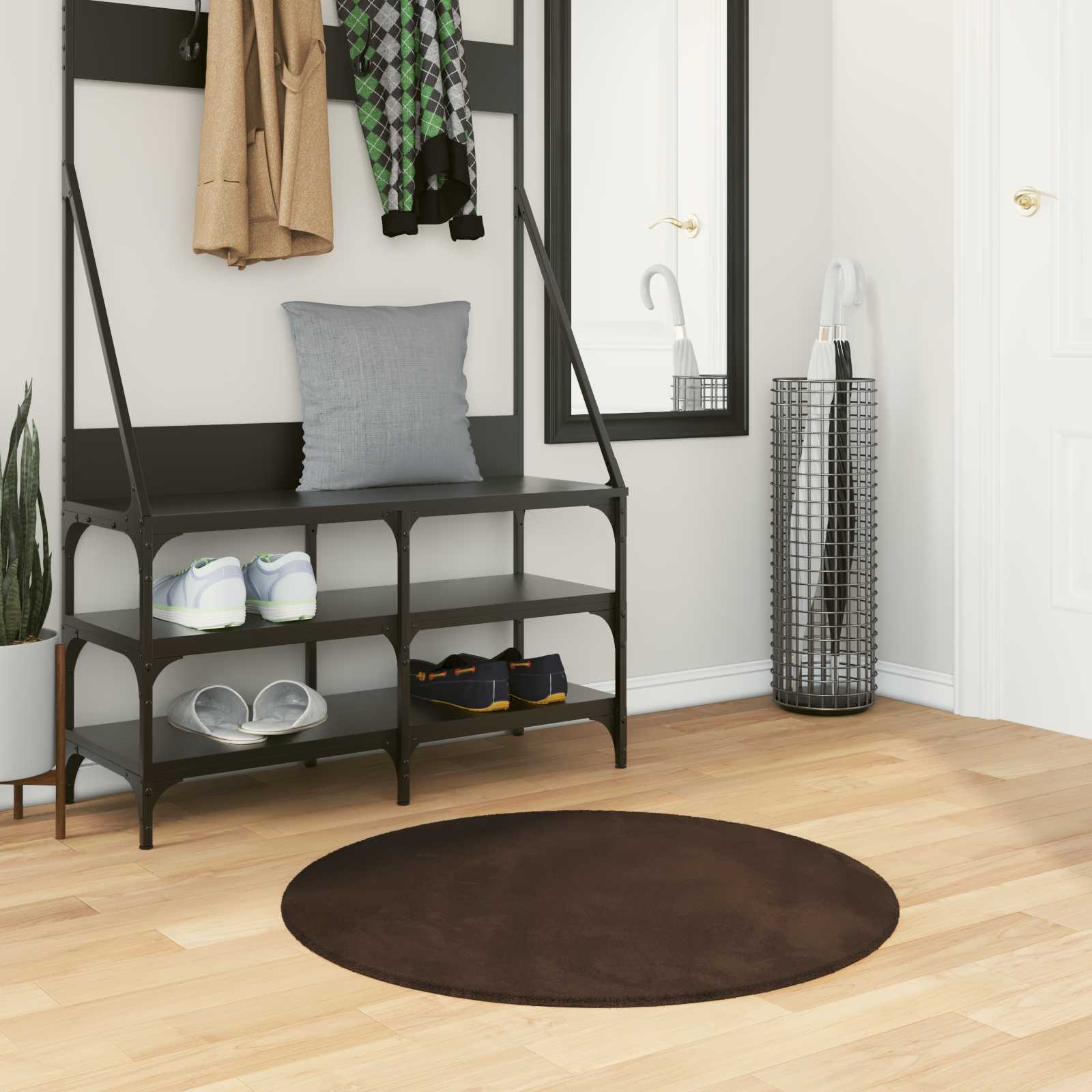 Tappeto a pelo medio, morbido e lavabile HUARTE Marrone Ø 80 CM | homemem39
